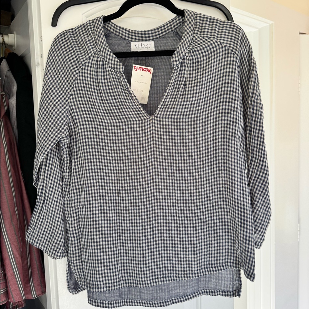 Velvet Women's Classic Black and White Check Blouse
